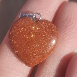 New Gold Sunstone Sandstone Heart Shaped Pendant.